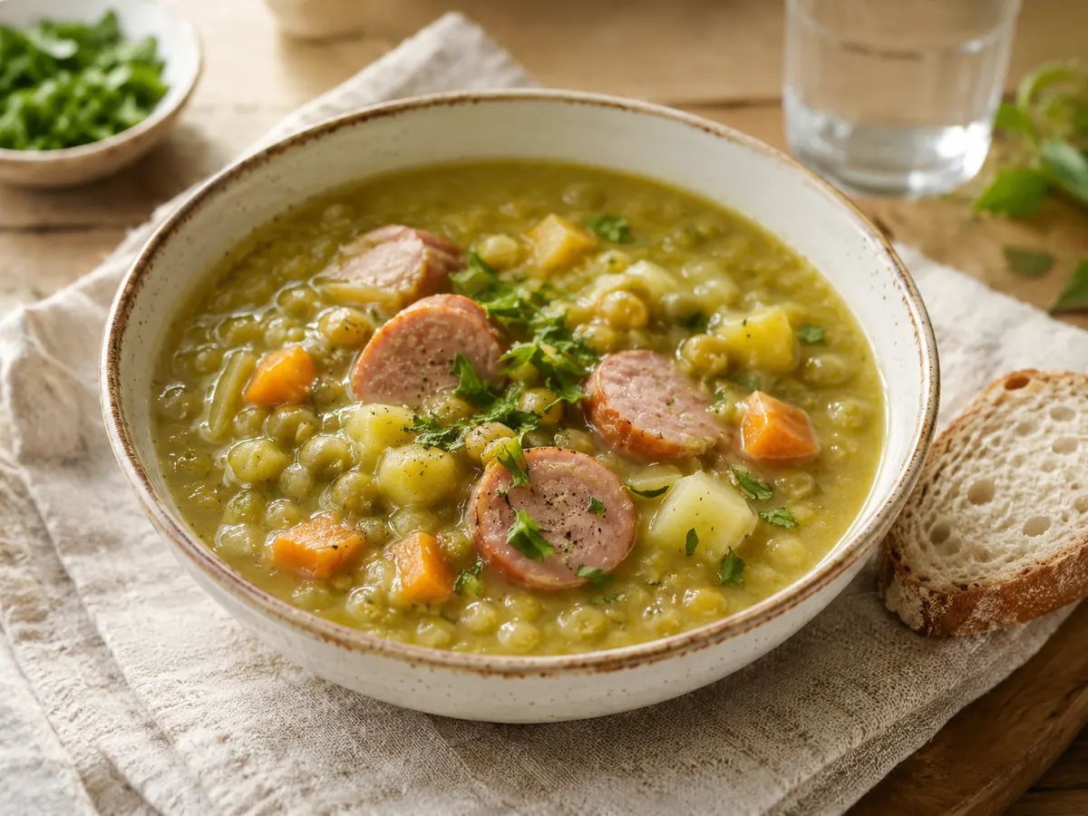 Erbsensuppe mit Würstchen