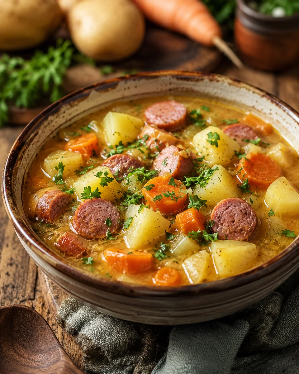 Kartoffel-Möhren-Eintopf mit Würstchen