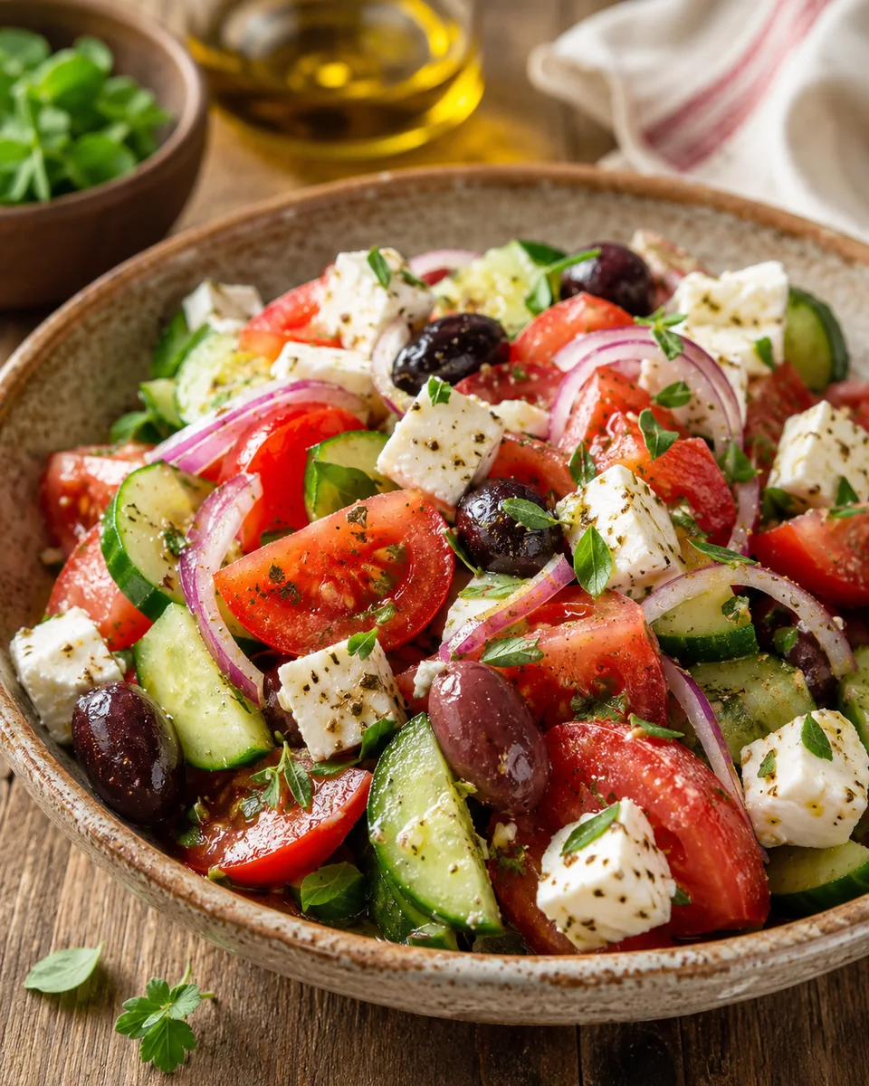 Mediterraner Salat mit Feta und Oliven
