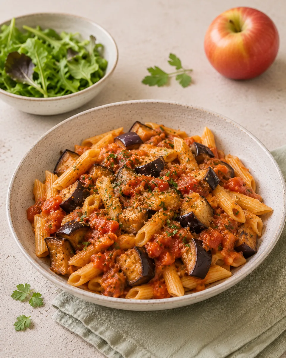 Pasta mit Auberginen-Tomaten-Soße