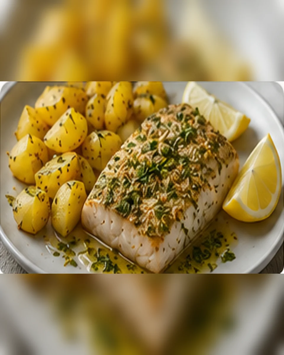 Seelachsfilet mit Kräuterkruste und Kartoffeln