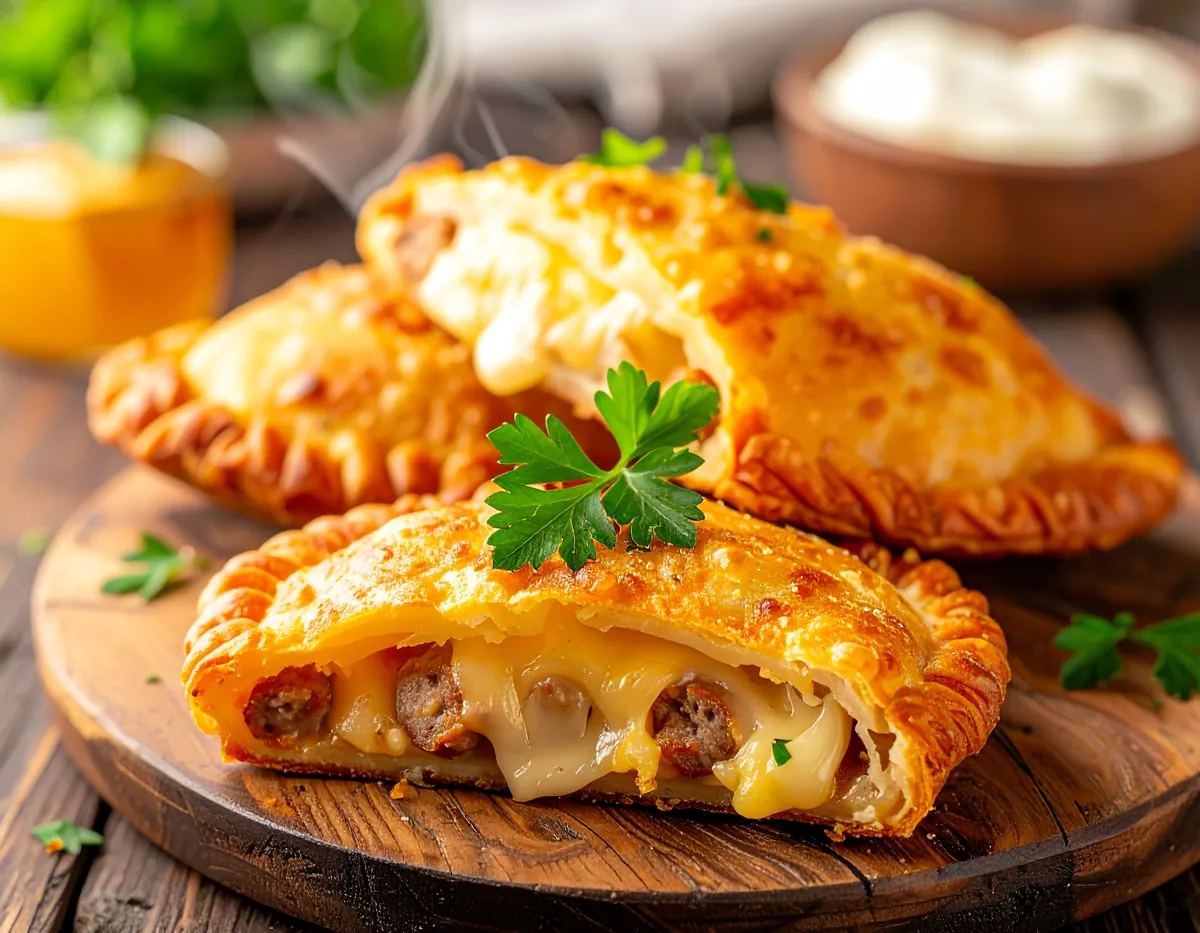 Kartoffeltaschen mit Wurst und Käse