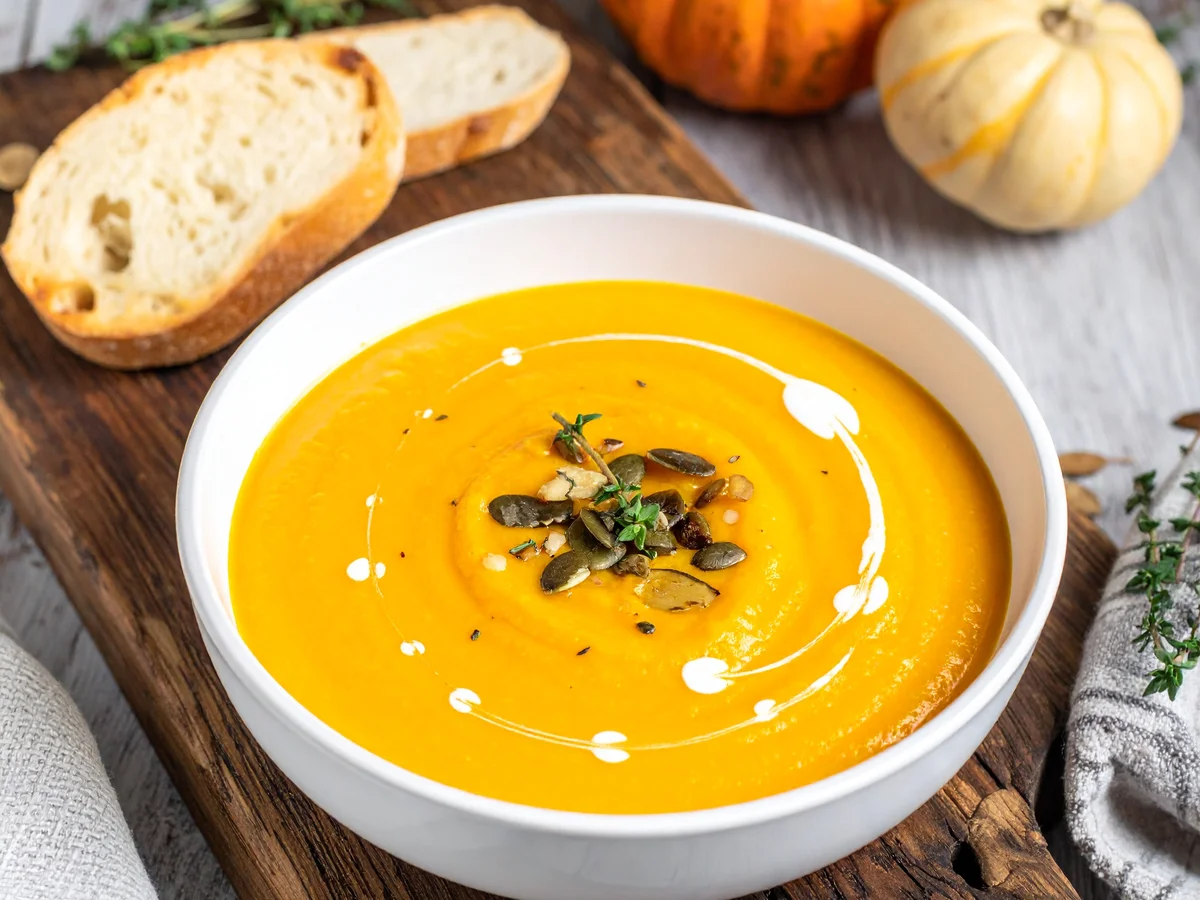 Cremige Kürbissuppe mit Hokkaido-Kürbis