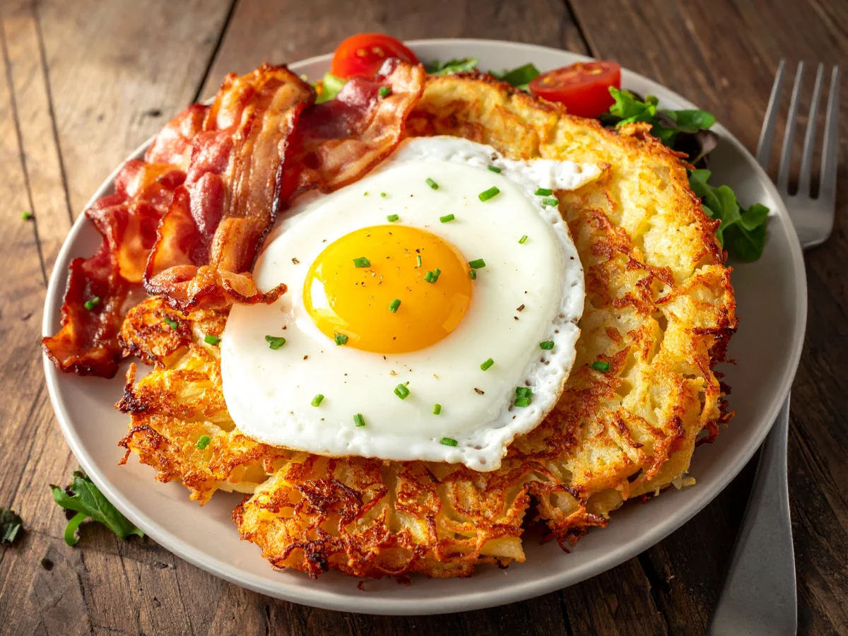 Rösti mit Speck und Spiegelei