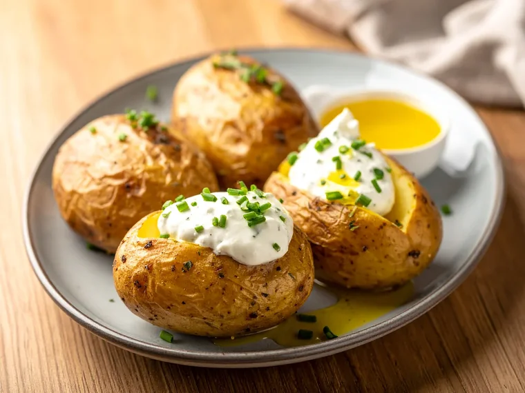 Pellkartoffeln mit Quark und Leinöl